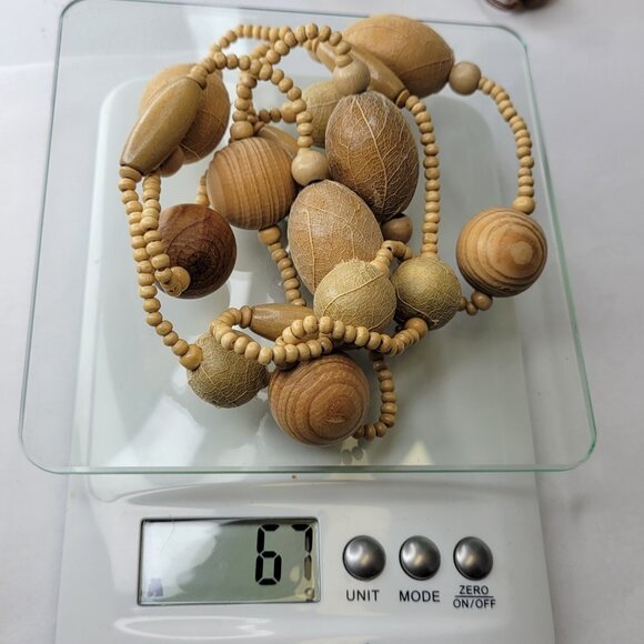 Earthtone Beaded Leaf Applique Long Necklace - Picture 9 of 11